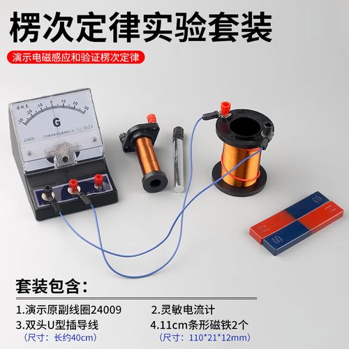 定律演示器实验教学实验用品 演示原副线圈+灵敏电流计+导线+磁铁11cm